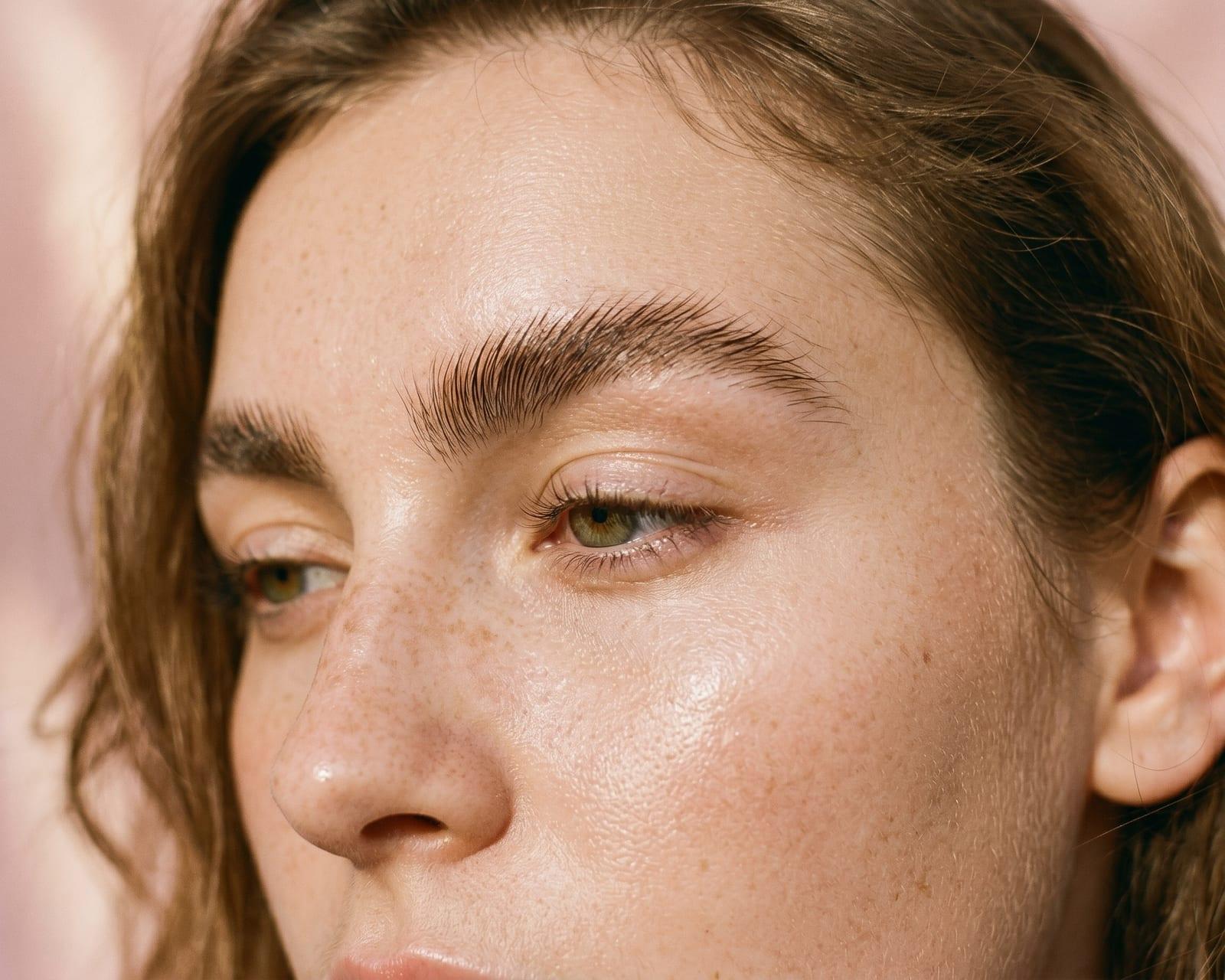 Eyebrow lamination result, fuller and lifted brows